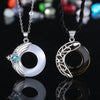 Crown and Moon Couple Necklace Set with Copper Pendant