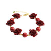 Cinnabar Rose Bracelet with Gold-Tone Accents