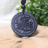Shungite Stone Pendant Necklace with Carved Symbols