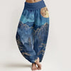 Women's Harem Pants Cotton Digital Print Elastic Waist Yoga Lounge Trousers