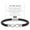Stainless Steel Infinity Leather Weave Balance Bracelet