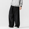 Men's Wide Leg Pants Solid Color Corduroy Trousers With Pockets