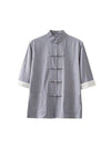 Men's Tang Suit Half Sleeve Shirt Cotton Linen Top