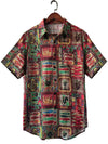Men's Short Sleeve Button-Up Shirt with Vintage Animal Print