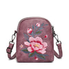 Embroidered Floral Crossbody Bag, Small PU Shoulder Purse