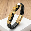 Handmade Leather Bracelet with Titanium Steel Buckle