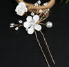 Handmade Floral Hair Comb and Pin Set with Clear Quartz
