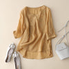 Women's Loose Embroidered Frog Button Shirt