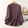 Cotton Linen Frog Button Shirt Long Sleeve