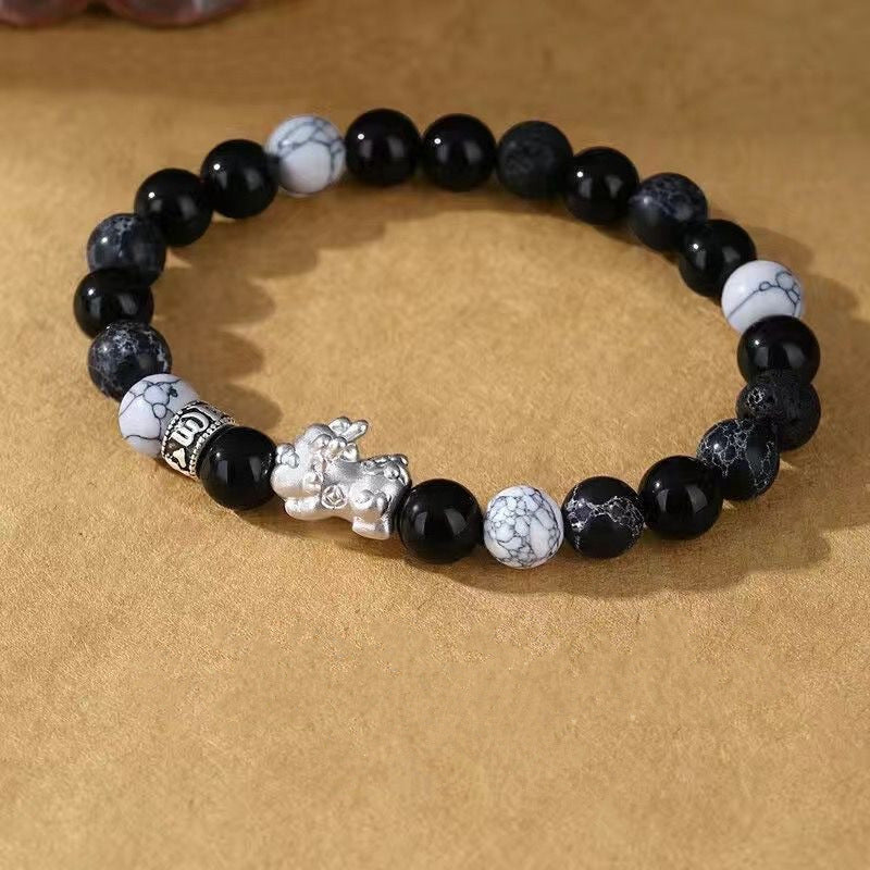 Pixiu Bracelet with Cat's Eye Beads