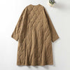 Women's Long Sleeve Cotton Coat With Pockets, Quilted V-Neck