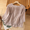 Women's Cotton Linen Blend Crew Neck T-Shirt
