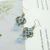 Vintage Floral Drop Earrings with Shell Flower and Bead Charm
