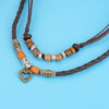 Anchor Pendant Necklace, Braided Cord with Beads
