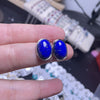 Oval Lapis Lazuli Stud Earrings, Copper Post