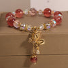 Natural Strawberry Quartz Butterfly Charm Bracelet