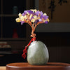 Crystal Gemstone Money Tree on Ceramic Base, Feng Shui Prosperity Decoration