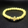 Cross Charm Beaded Bracelet with Stone or Lava Rock
