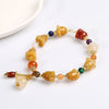 Golden Silk Jade Lotus Bracelet, Natural Stone Beads