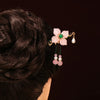 Floral Wood Hairpin with Tassel, Traditional Chinese Style