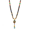 Handmade Wood Bead Necklace with Alloy Pendant