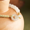 Natural Jade Peace Buckle Braided Bracelet with Adjustable Cord