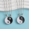 Yin Yang Couple Necklace Set, Black and White Tai Chi Pendants