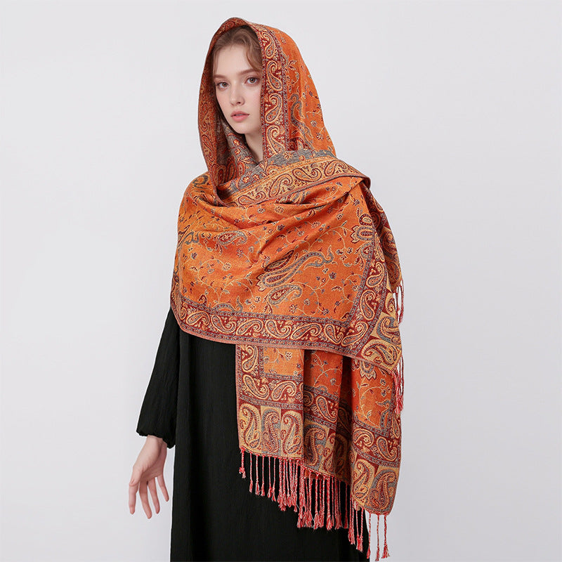 Tibetan Shawl Cashew Flower Vine Print Soft Wrap Scarf
