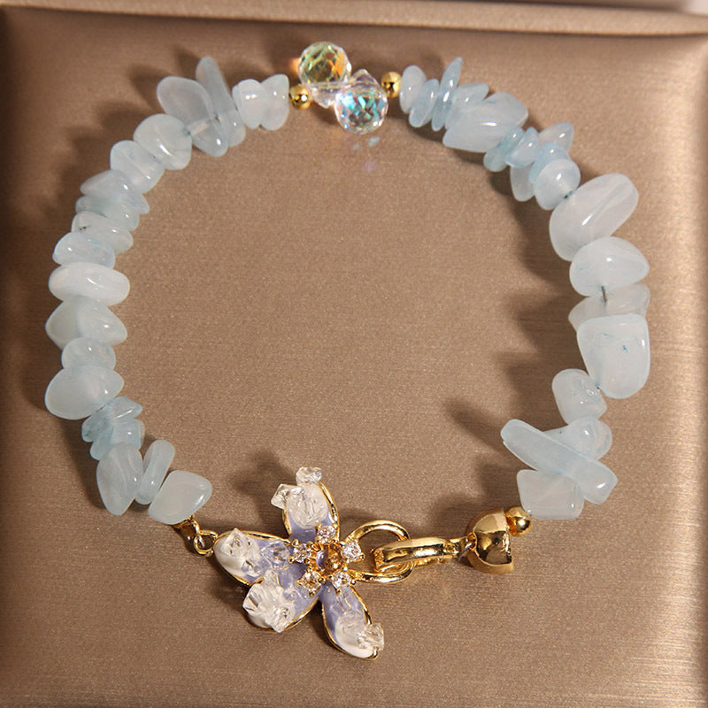 Amethyst Flower Bracelet with Irregular Gravel Crystal Beads