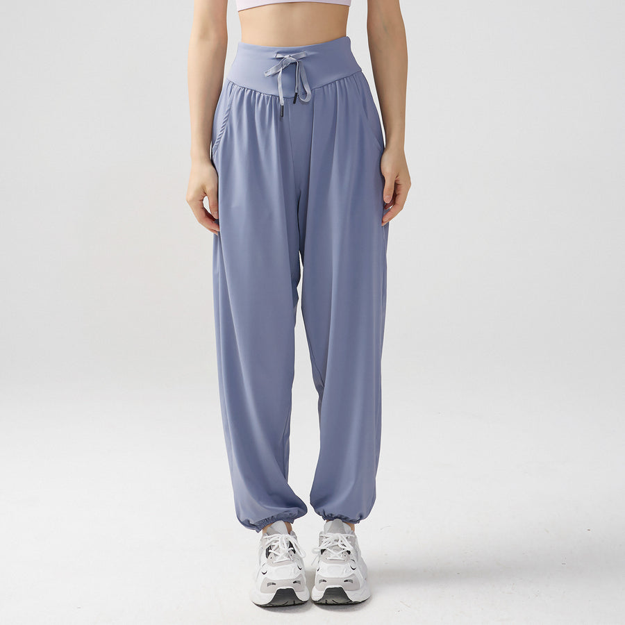 Women's Harem Pants Plain Drawstring Elastic Waist Yoga Sweatpants With Pockets