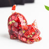 Resin Cat Figurine with Crystal Gravel, Desk Decor