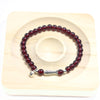 Garnet Bracelet with Gold-Tone Charm, Handwoven Beaded Jewelry