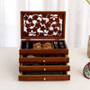 Wooden Jewelry Box with Carved Plum Blossom Lid