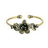 Antique Brass Flower Cuff Bracelet, Open Bangle
