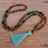 108 Stone Bead Mala Bracelet Necklace Set Tiger Eye Turquoise
