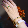 Gourd Ring with Ruyi Pattern, Adjustable Copper Alloy Band