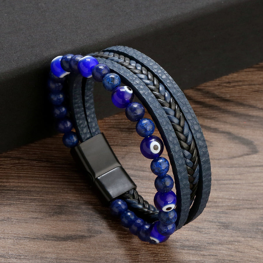 Evil Eye Protection Beaded Multilayered Braided Bracelet