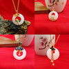 Imitation Jade Peace Buckle Necklace with Enamel Lotus or Butterfly