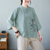 Embroidered Cotton Linen Top and Pants Set