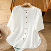 Women's Cotton Linen Shirt Half Sleeve Casual Button Down Top