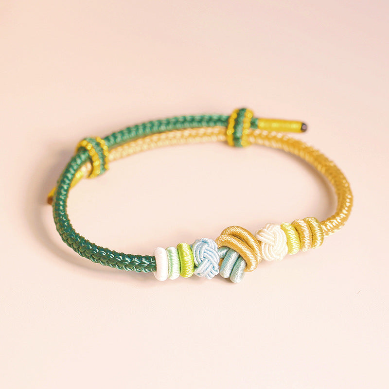 Two-Color Rope Handcrafted Eight Thread Peace Knot Luck Connection Bracelet