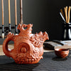 Dragon and Phoenix Zisha Teapot, Hand-Carved Ceramic Pot