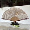 Carved Sandalwood Folding Fan with Gift Box and Stand