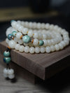 108 Bodhi Seed Mala Bracelet White Apple Beads Handmade