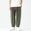 Men's Harem Pants Summer Casual Cotton Linen Cropped Trousers