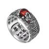 Pixiu Heart Sutra Adjustable Ring in Gold or Silver Tone