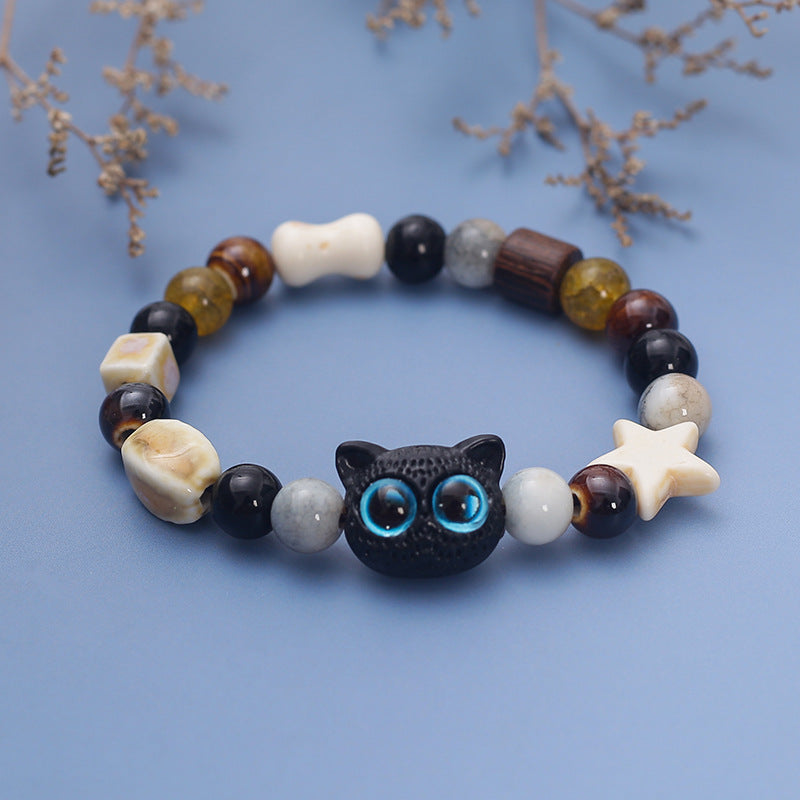 Glass Animal Charm Bracelet, Handmade Beaded Wristband