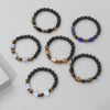 Square Agate and Lava Rock Bracelet for Men