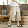 Men's Wide Leg Pants Linen Cropped Trousers