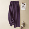 Cotton Linen Drawstring Pants Women Wide Leg Loose Casual Trousers